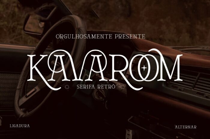 Kavaroom – Fonte Retro Slab Serif com Estilo Nostálgico e Personalidade Visual Ousada para Branding Premium e Designers Criativos